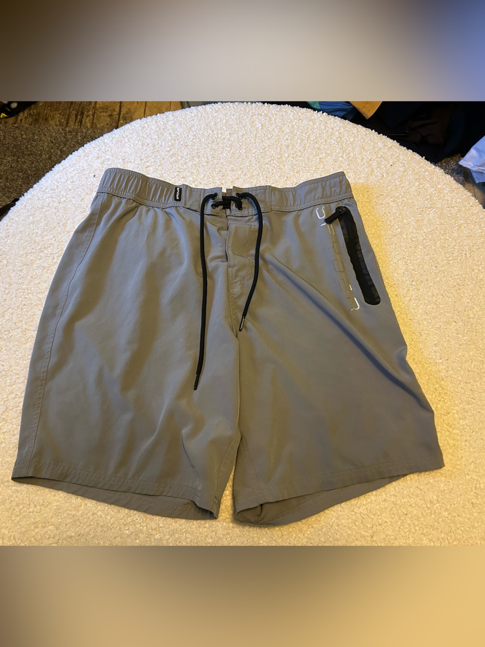 Spyder Men's Light Gray Athletic Swim/Training Shorts with Black Drawstring